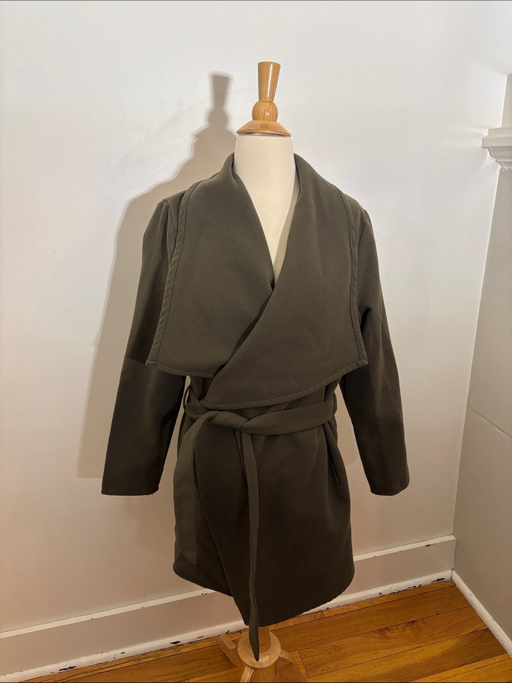 Revamped Olive Green Wrap Belted Coat